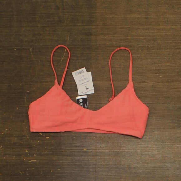 Cotton On Womens Super Scoop-Neck Bikini Swim Top 6338112-19 Pink Jacquard S - Picture 1 of 4